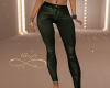 Slim leather green pant