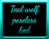 Teal wolf poseless bed