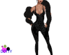 lace catsuit with boa