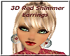 3D Red Shimmer Earrings