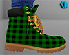 Green Work Boots Plaid M