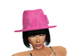 (20D) black bob pink hat