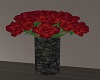 Black Vase Of Red Roses