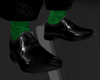 black shoes  green socks
