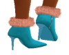 Blue Ankle Boots,fur