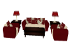Red and Cream Couch Set