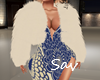 Dress/Fur-Cream/Blue