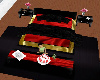 Black and red satin bed