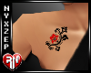 Black Red Chest Tattoo