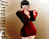Leather Puff Red Dress