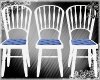 3 White and Blue Chairs