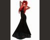 Black red lace dress