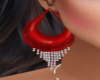 Red Silver Drop Earrings