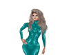 Teal latex catsuit