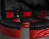 Red/Black sofa silk pose