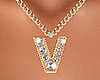 V Letter Gold Necklace