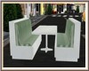 Green & white booth seat