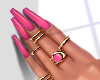 Pink Long Nails + Rings