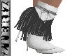 Fringe Boots Black White