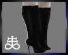 black/silver knee heels