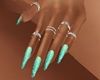 Turquoise Nails +Rings