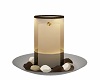 brown cafe table candle