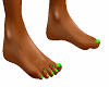 Green Toe Nails w/Rings