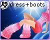 Pink Furry Dress + Boots