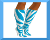 Blue/wht Zebra Fur Boots
