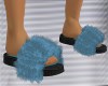 Blue Fuzzy Bath Slippers