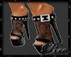 Black Lace Buckled Mules