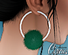 C`Green FurBall Earrings