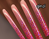 q! dazzling pink nails