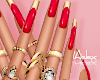 ᗩ┊ Red Gold Nails