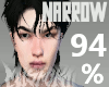 !94% narrow head