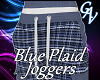 BLUE PLAID JOGGERS - M