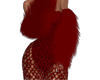 ha. Fur Feather Gown Red