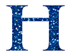 Blue Glitter Letter H