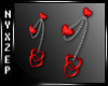 Heart Chain Earrings Red