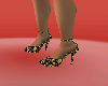 gold-black heel shoes