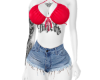 red bikini top w/shorts
