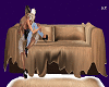 Brown couch with poses