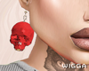 skull earrings red