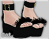 Black Fur Sandals