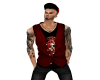 skull tee with red vest