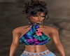 neon tropical halter top