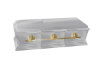 white & gold open casket