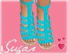 Aqua Wedge Sandals