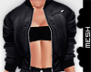 ! Crop Leather Bomber