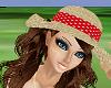 Red w/white straw hat